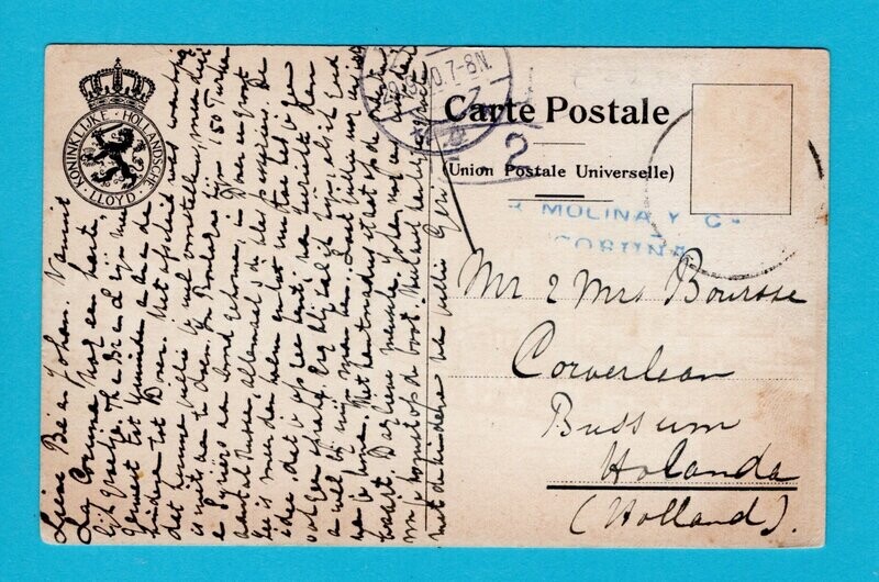 NEDERLAND kaart 1910 Lloyd Real Hollandez
