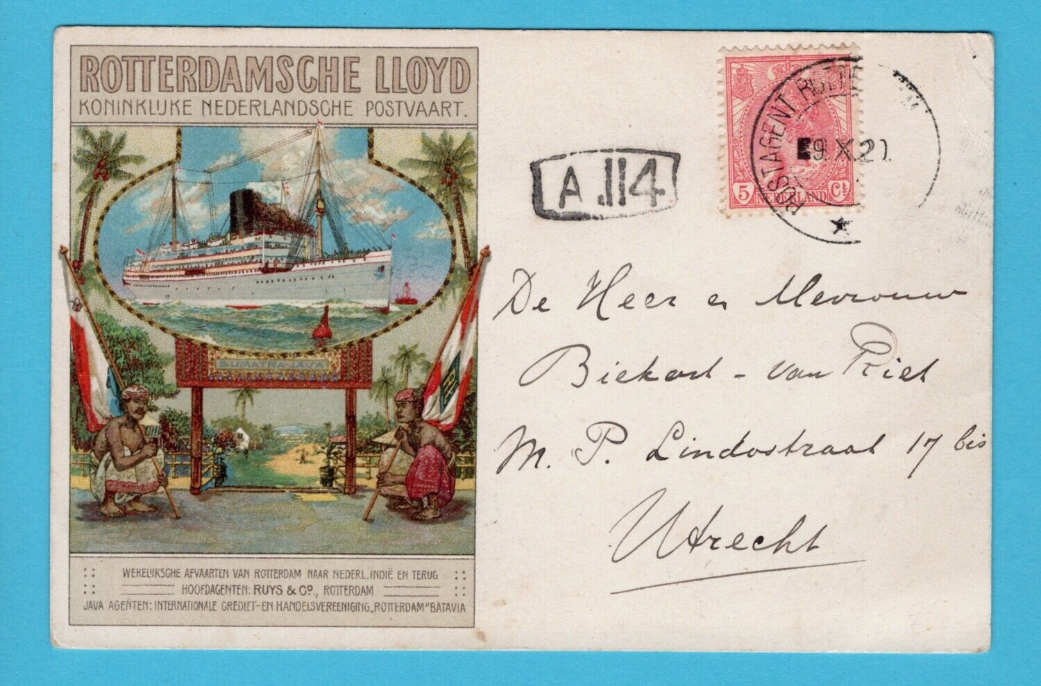 NEDERLAND prentbriefkaart Rotterdamsche Lloyd 1920