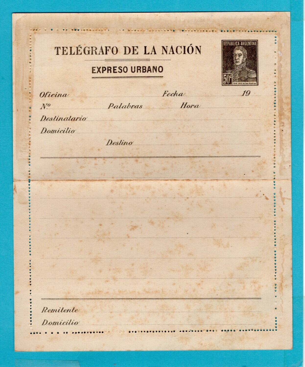 ARGENTINA letter sheet Pneumatic post 1925 Mint *