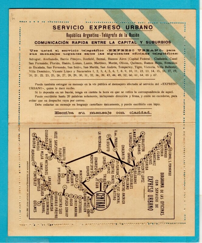 ARGENTINA letter sheet Pneumatic post 1925 Mint *