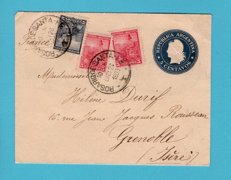 ARGENTINA letter sheet 1900 Rosario to France