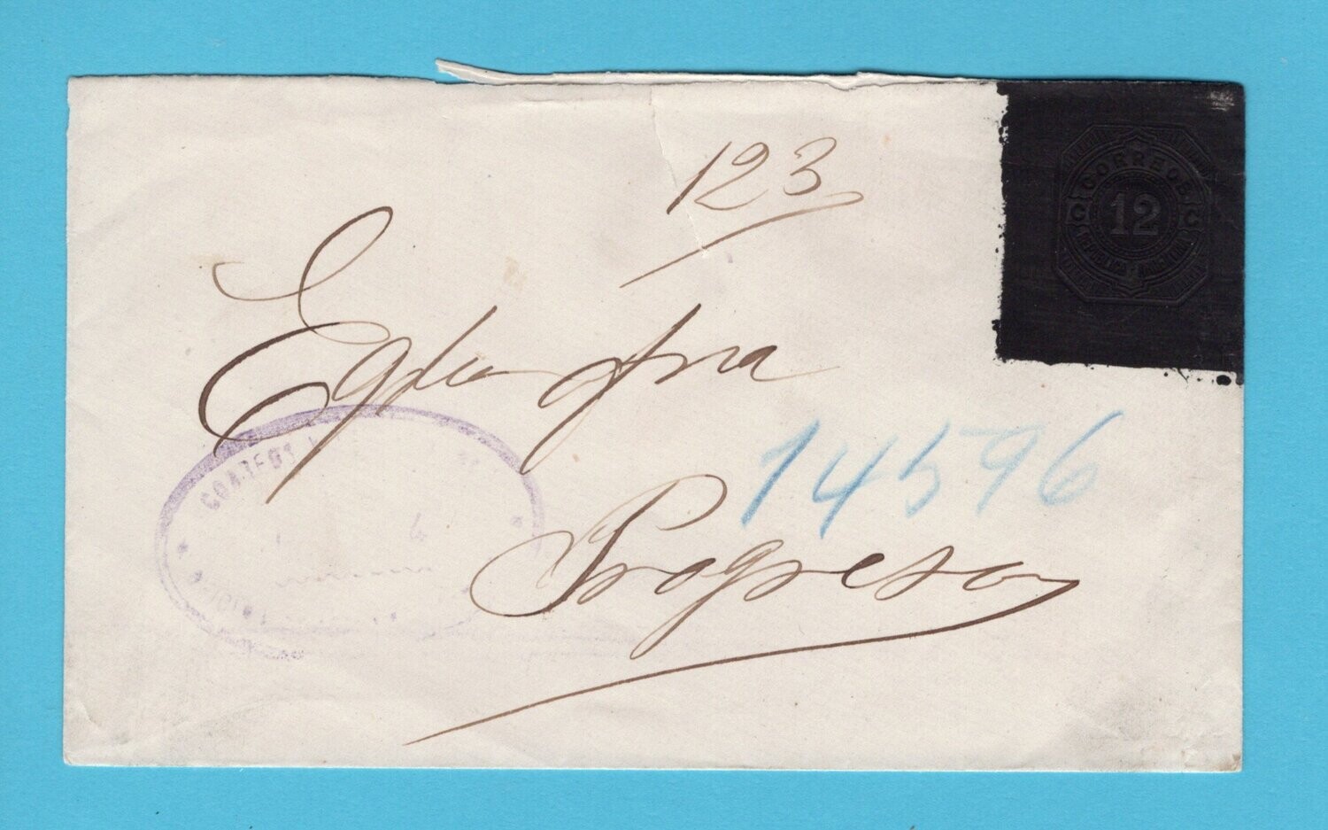 ARGENTINA envelope 12ctvos made black for oficial use