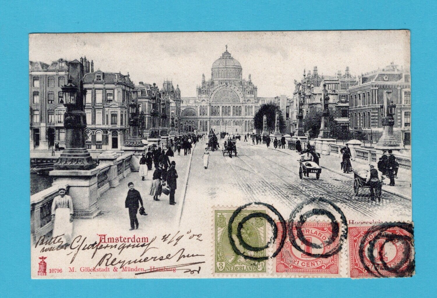 NEDERLAND prentbriefkaart 1902 Amsterdam stempel Salzburg