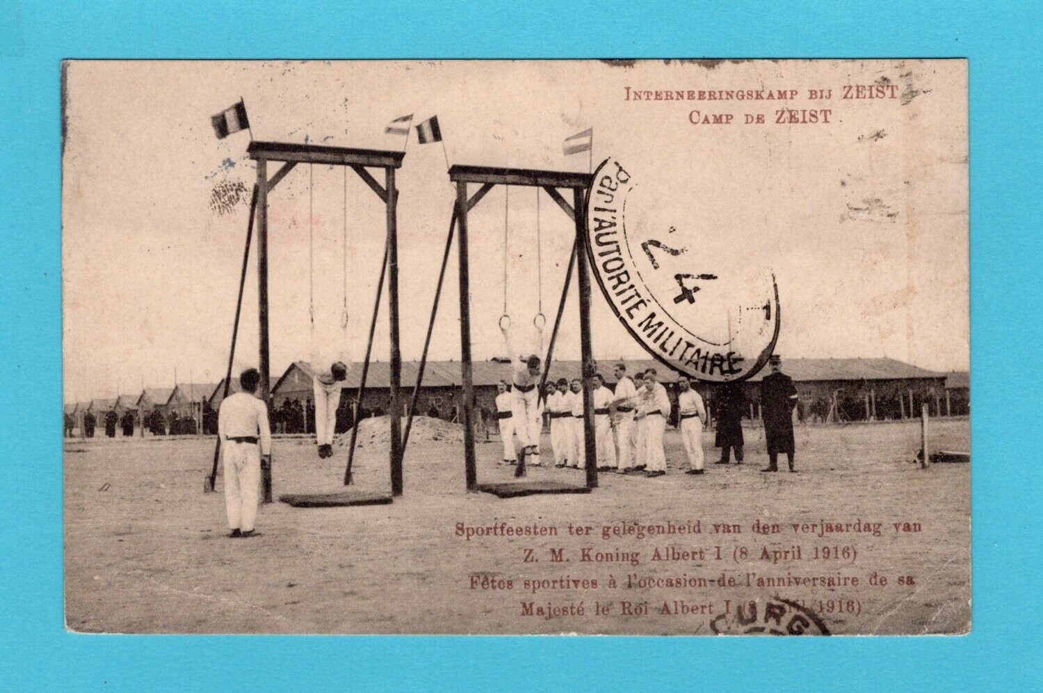 NEDERLAND prentbriefkaart 1916 Legerplaats bij Zeist naar Frankrijk
