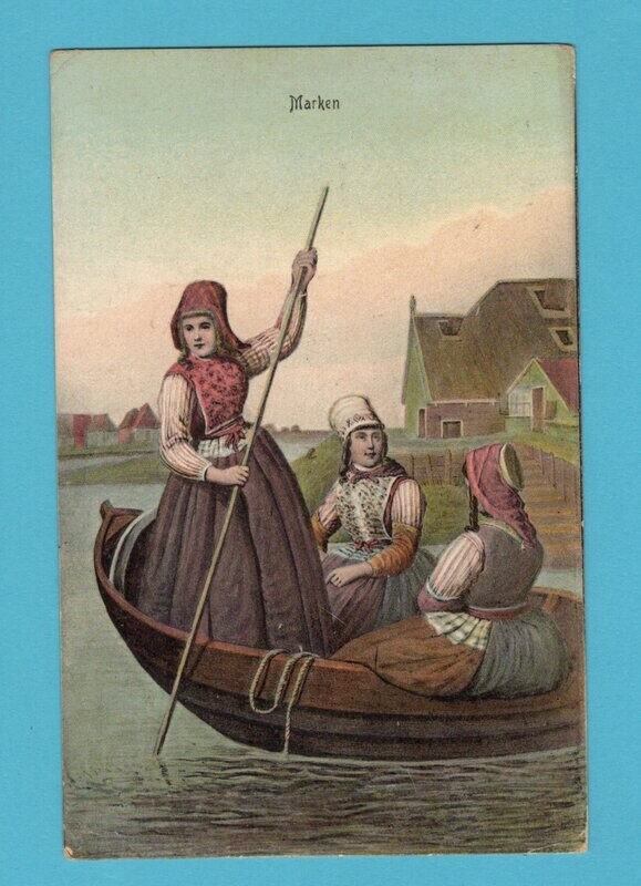 NEDERLAND prentbriefkaart Marken 1911 Amsterdam - Singapore