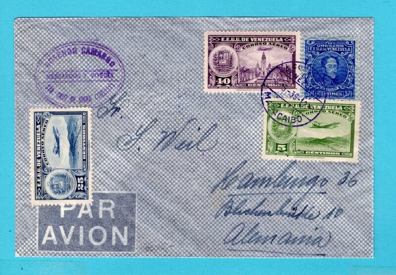 VENEZUELA air cover 1938 Maracaibo route marking to Germany