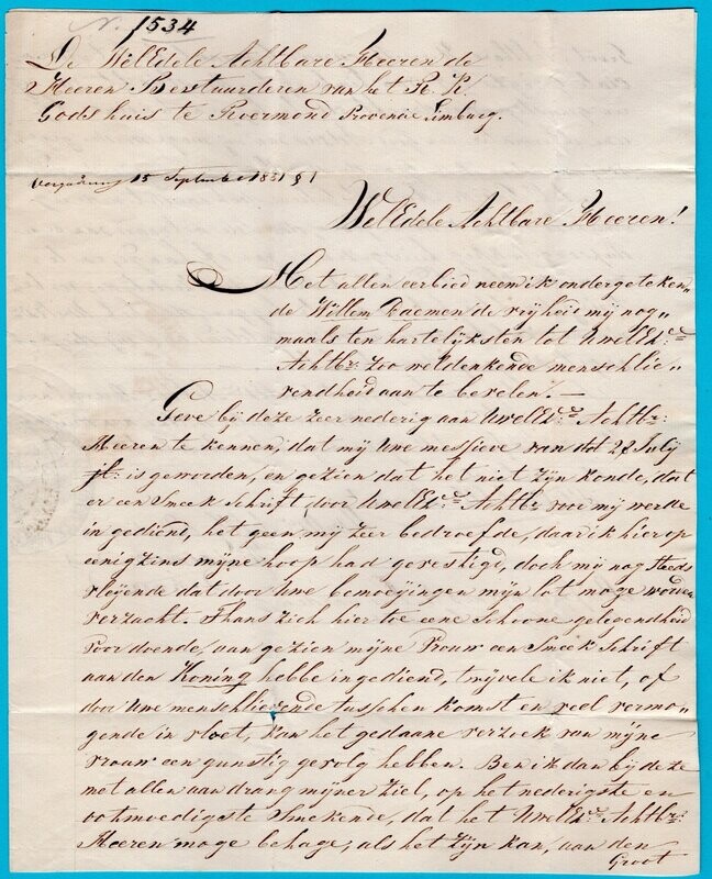 NEDERLAND brief 1851 Leeuwarden tuchthuis met censuur