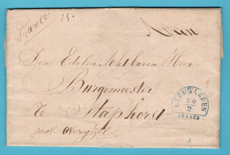 NEDERLAND brief ca 1850 Leeuwarden Tuchthuis met censuur