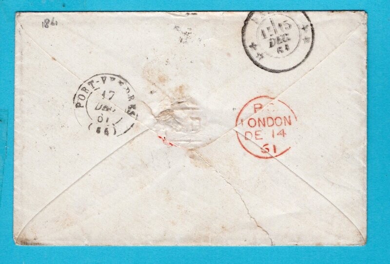 PANAMA transit 1861 on cover from West Coast to France