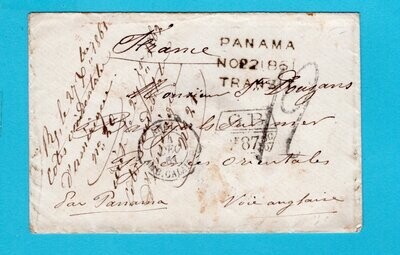 PANAMA transit 1861 on cover from West Coast to France