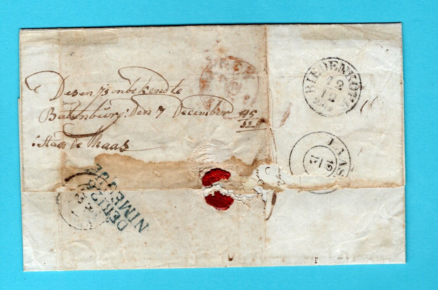 NEDERLAND Déb 126 Nimégue op brief 1845 A'dam - Rennertehausen