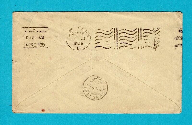 BOLIVIA envelope 1905 La Paz to England - forwarded