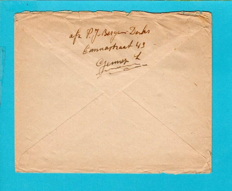 NEDERLAND brief 1945 noodstempel Gennep naar Amsterdam