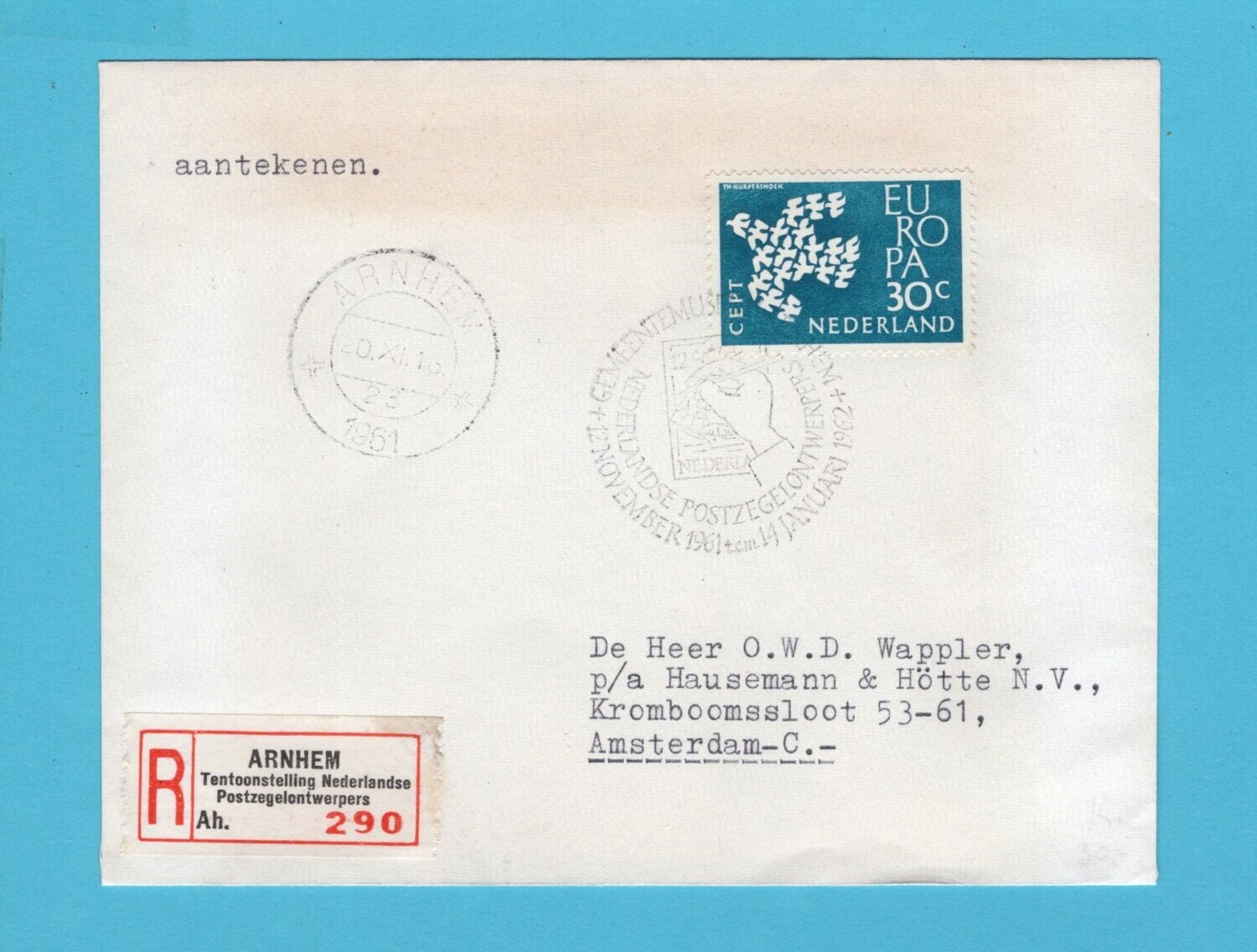NEDERLAND R brief 1961 Arnhem Postzegel Ontwerpers
