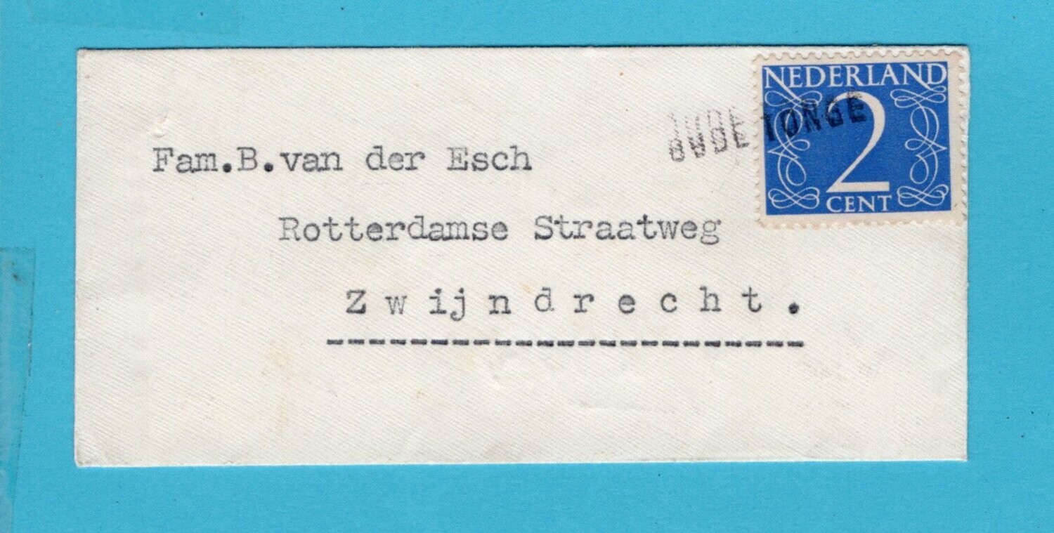 NEDERLAND nieuwjaars briefje 1954 Oude Tonge