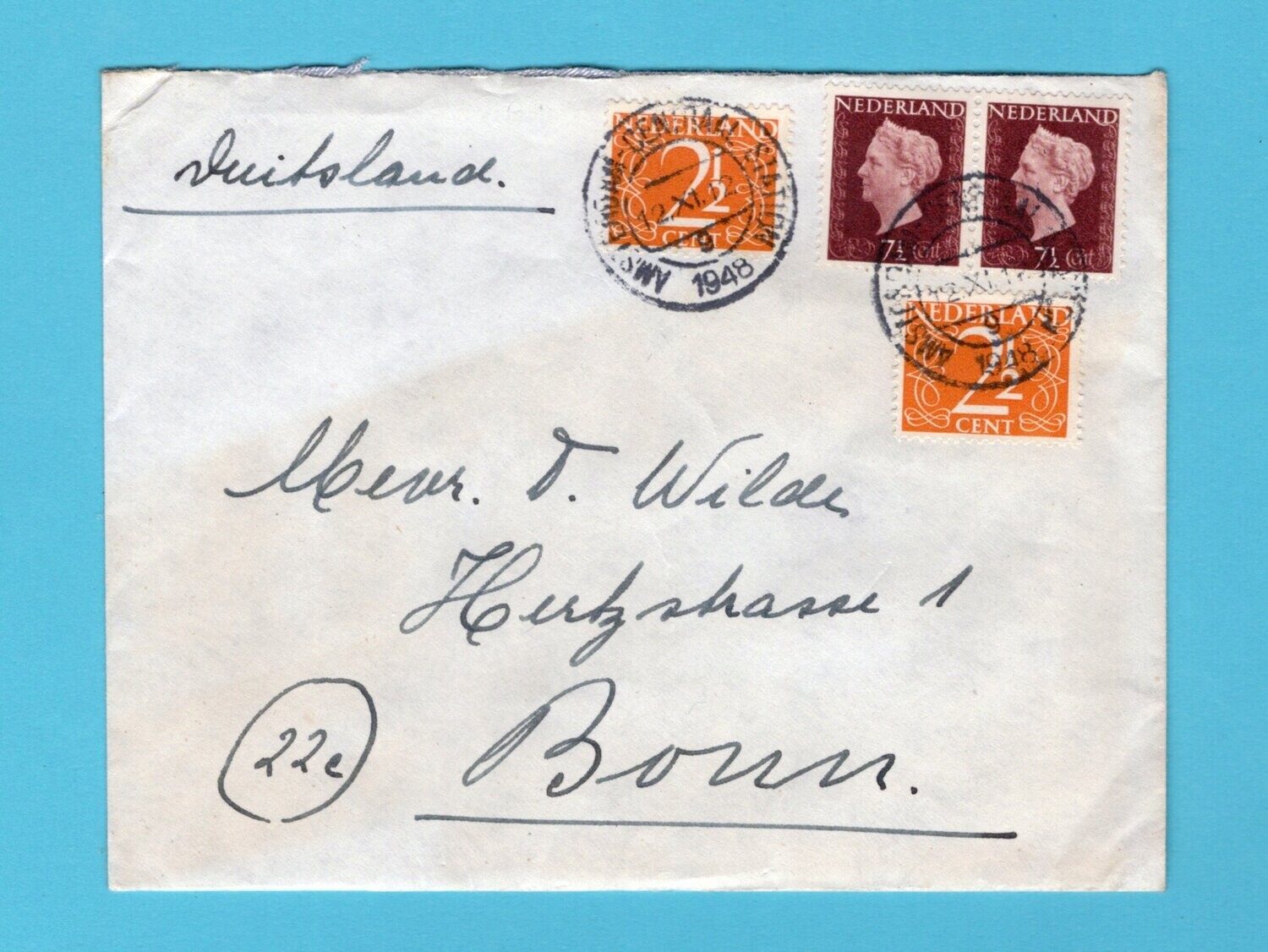 NEDERLAND brief 1948 Amsterdam naar Bonn Duitsland