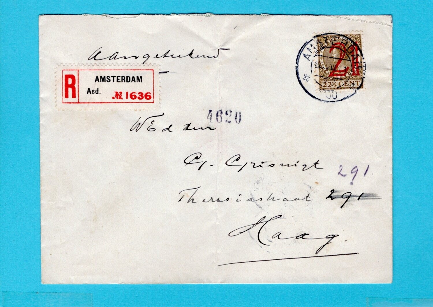 NEDERLAND R telegraaf bestelling 1930 Amsterdam - Den Haag