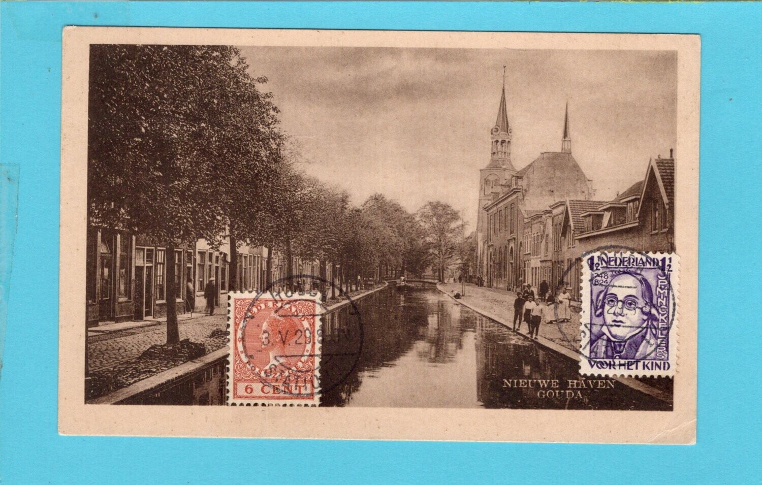 NEDERLAND prentbriefkaart 1929 Gouda naar Turkije