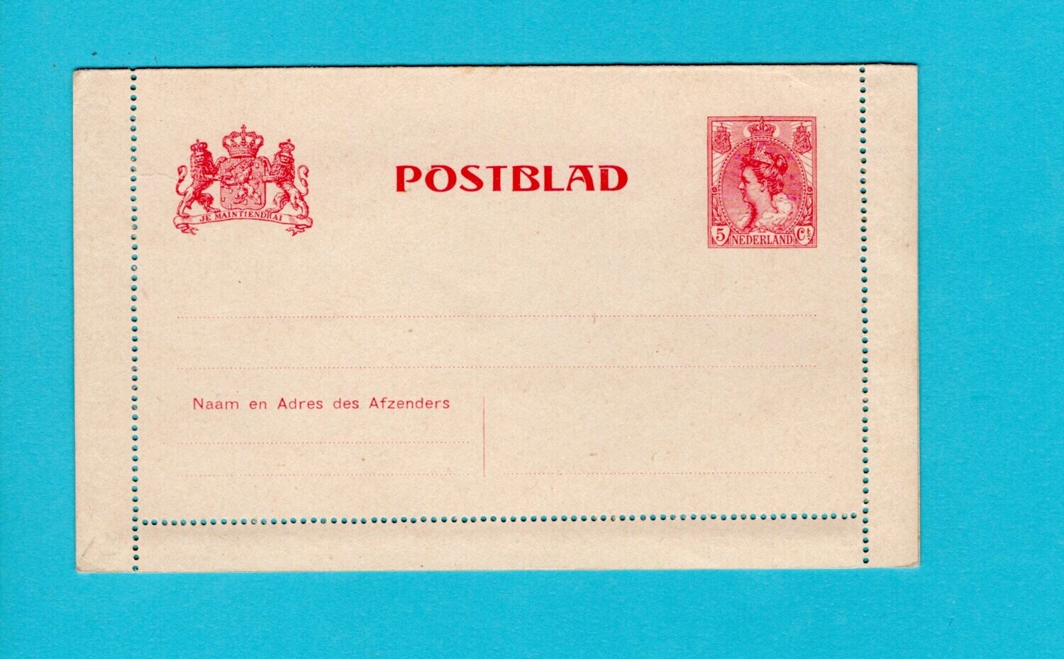NEDERLAND postblad 1907 Geuzendam 12 **