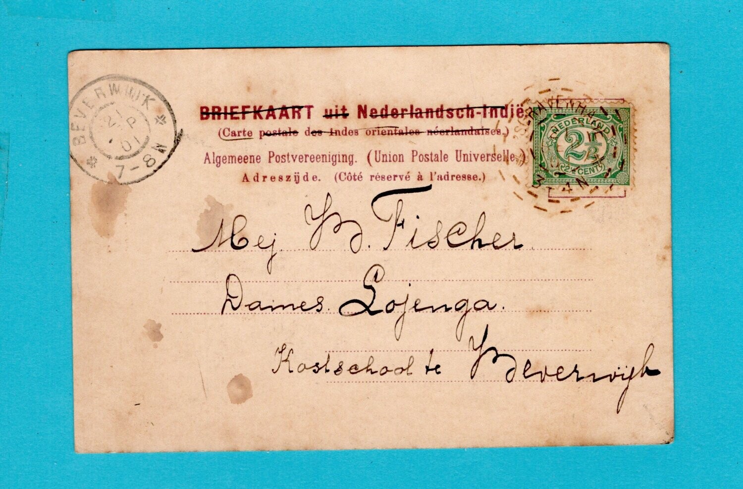 NEDERLAND briefkaart 1901 's Gravenhage brandstempel