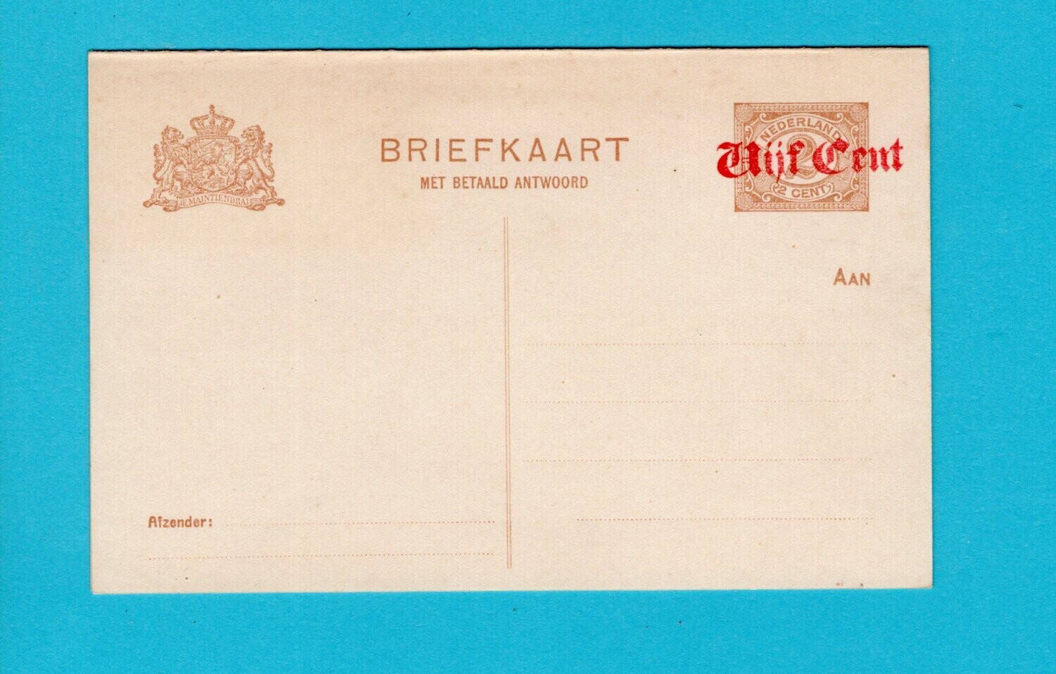 NEDERLAND briefkaart met antwoord 1920 Geuzendam 108 I **