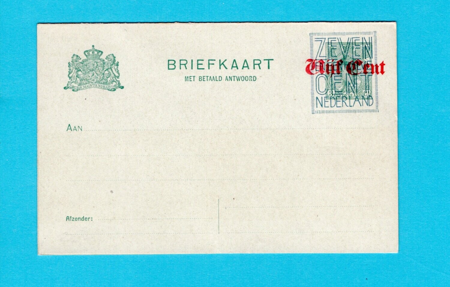 NEDERLAND briefkaart met antwoord 1921 Geuzendam 146 II **