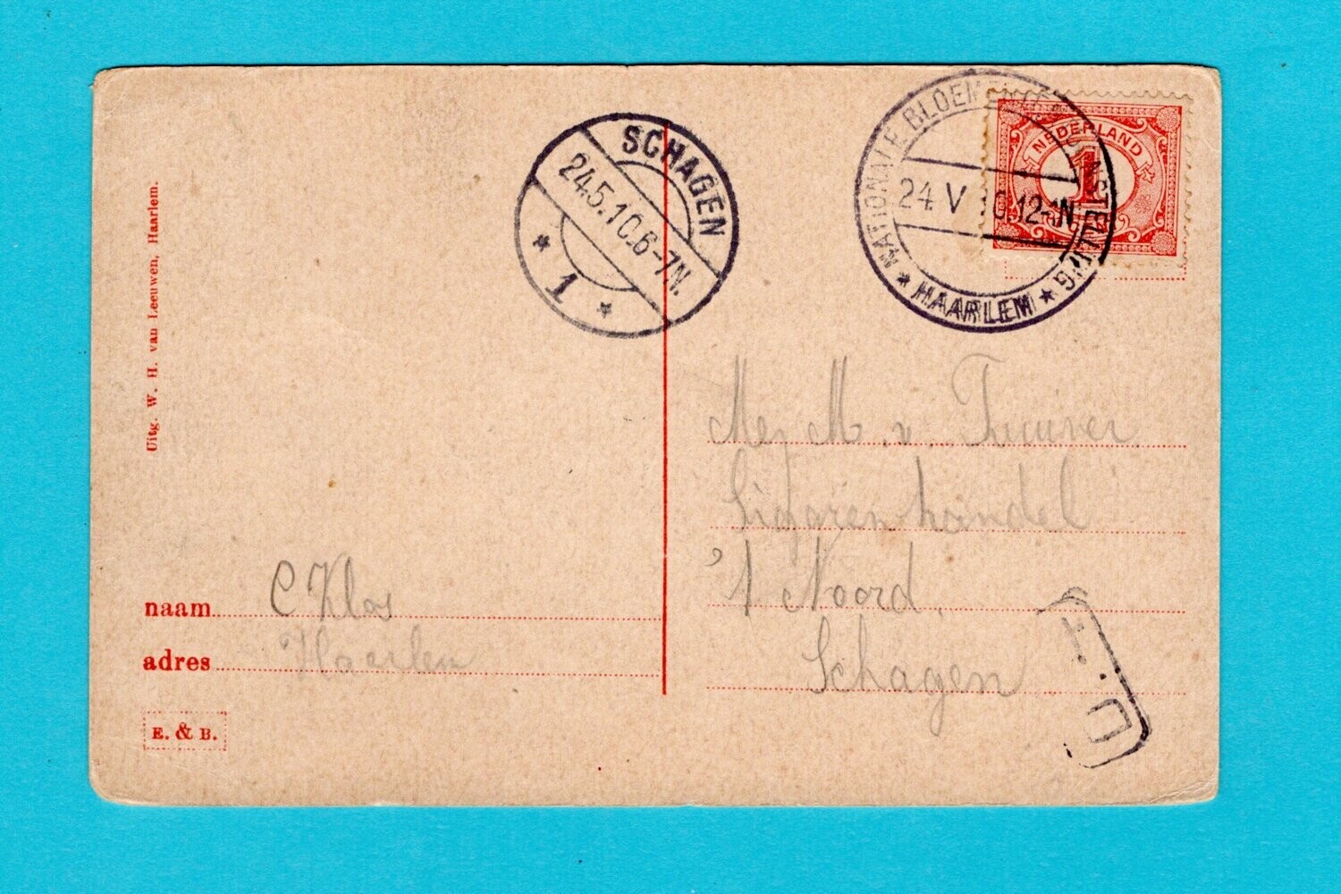 NEDERLAND prentbriefkaart 1910 Haarlem Bloemententoonstelling