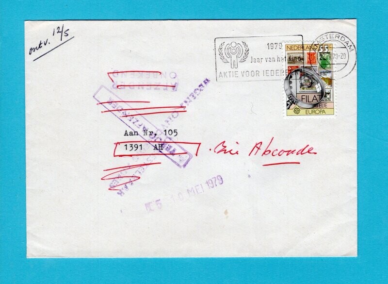 NEDERLAND brief 1979 Amsterdam van het begin van de Postcode