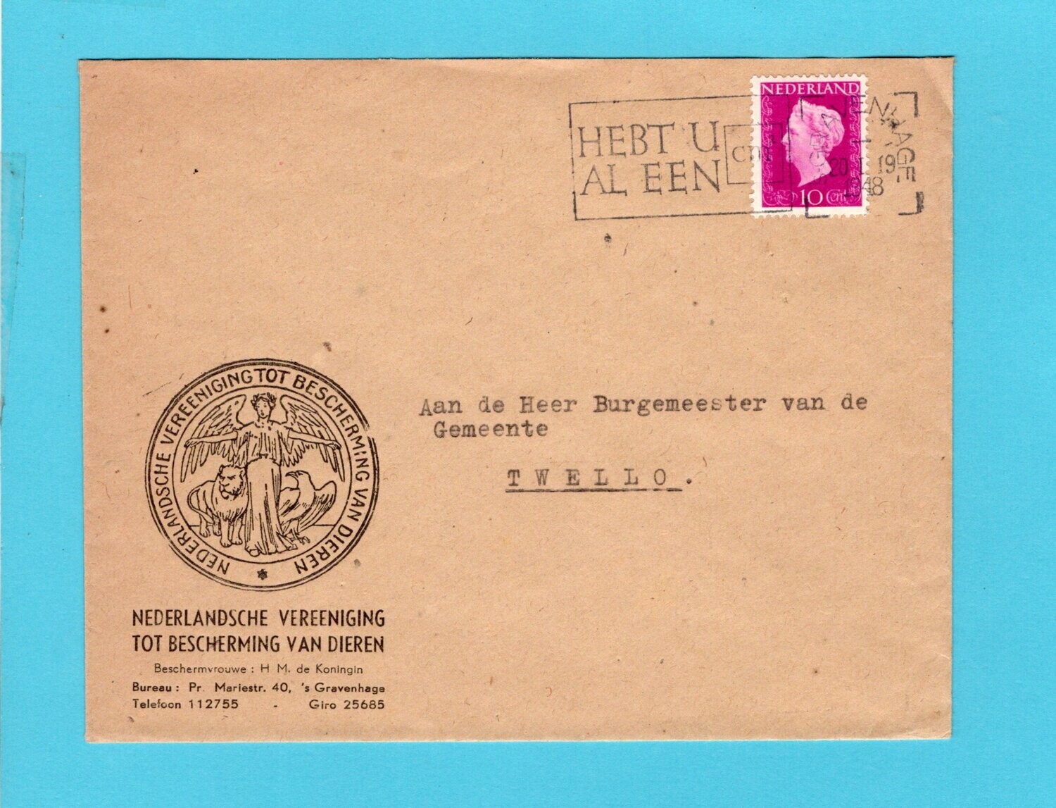​NEDERLAND brief 1948 Den Haag reclamestempel Hebt U al een CM2?