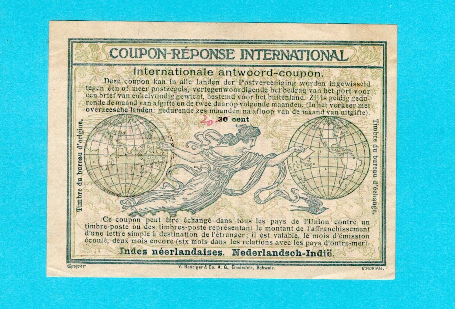 NETHERLANDS EAST INDIES IRC model Rome 20ct over 30ct