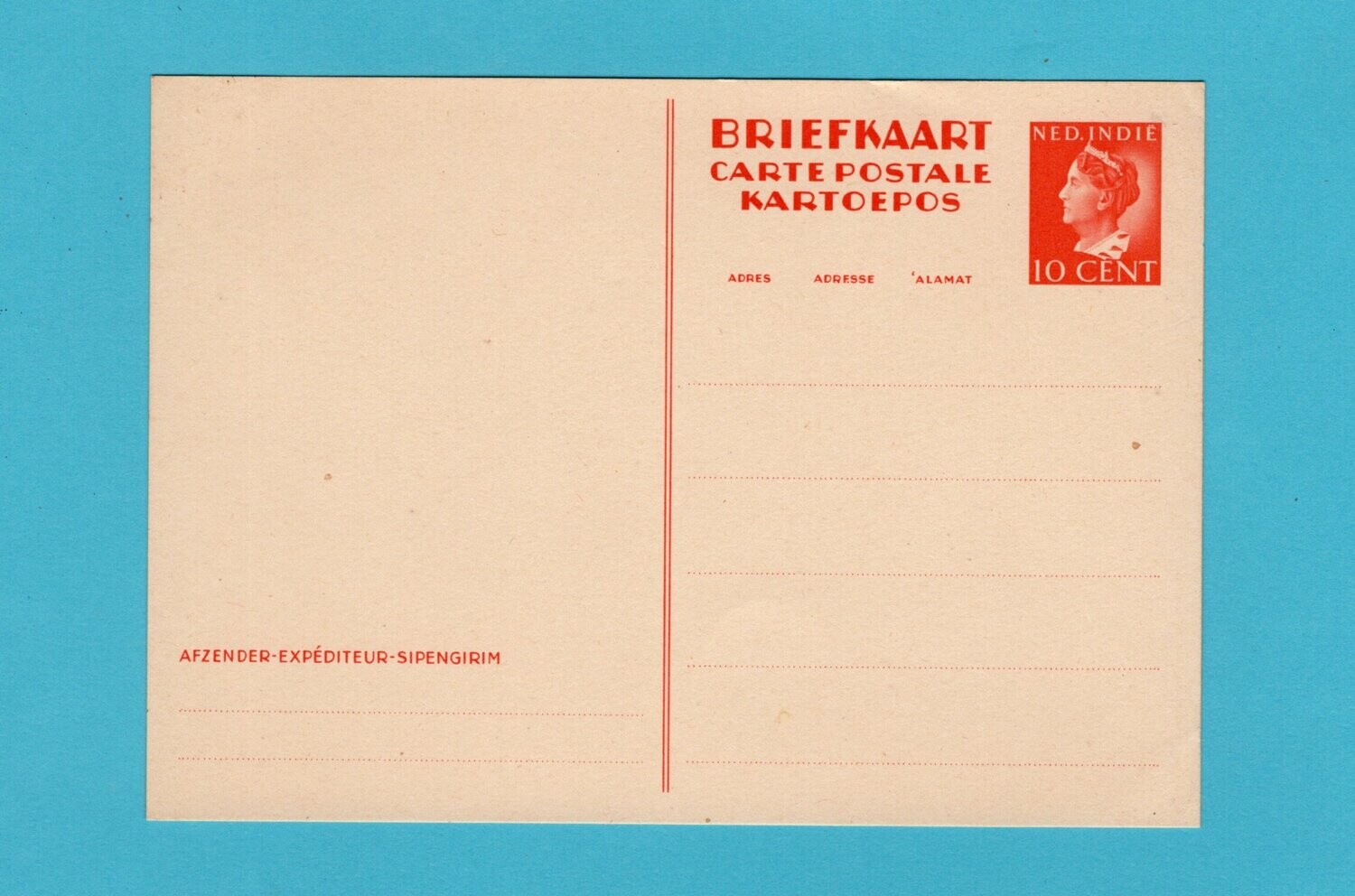 NETHERLANDS EAST INDIES postal stationery 1941 Konijnenburg **