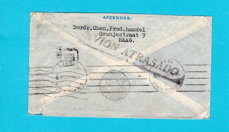 NEDERLAND luchtpost brief 1931 's Gravenhage naar Argentinië