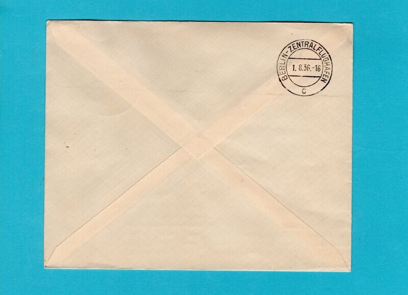 GERMANY zeppelin cover 1936 Frankfurt Olympic flight Hindenburg