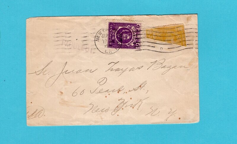 HONDURAS cover 1915 by New Orleans packet with bisect