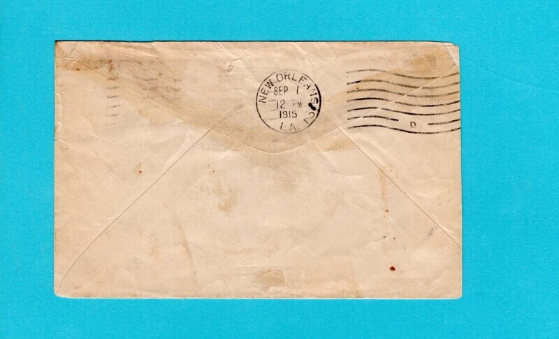 HONDURAS cover 1915 by New Orleans packet with bisect