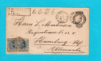BRAZIL R postal envelope 1896 Rio Grande to Germany