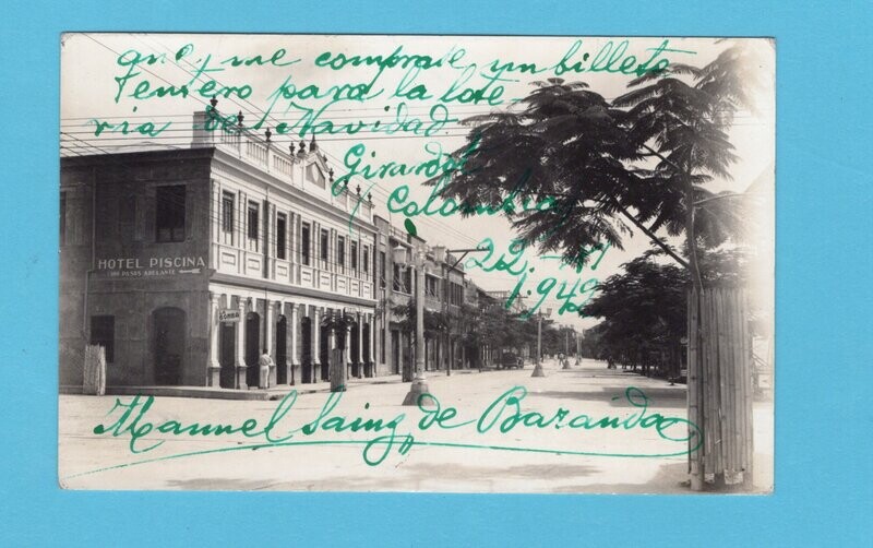 COLOMBIA censored PPC 1942 Girardot to Spain