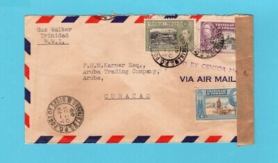 TRINIDAD air censored cover 1940 to Aruba