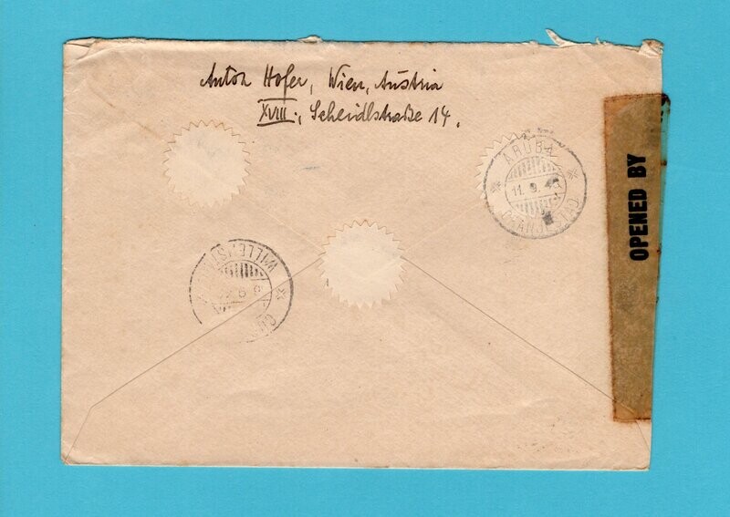 AUSTRIA censored cover 1946 Wien to Aruba