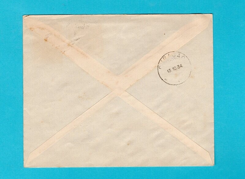 CURAÇAO luchtpost brief 1934 Aruba naar Curaçao