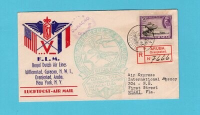 CURAÇAO R lp brief 1943 Aruba naar USA