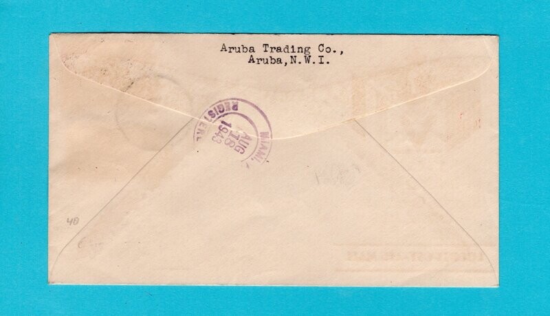 CURAÇAO R lp brief 1943 Aruba naar USA