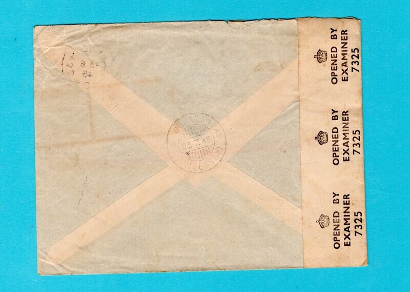 SWEDEN censored airmail cover 1945 Stockholm to Curaçao