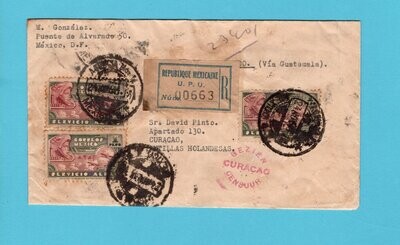 MEXICO R airmail cover 1941 Mexico to Curaçao