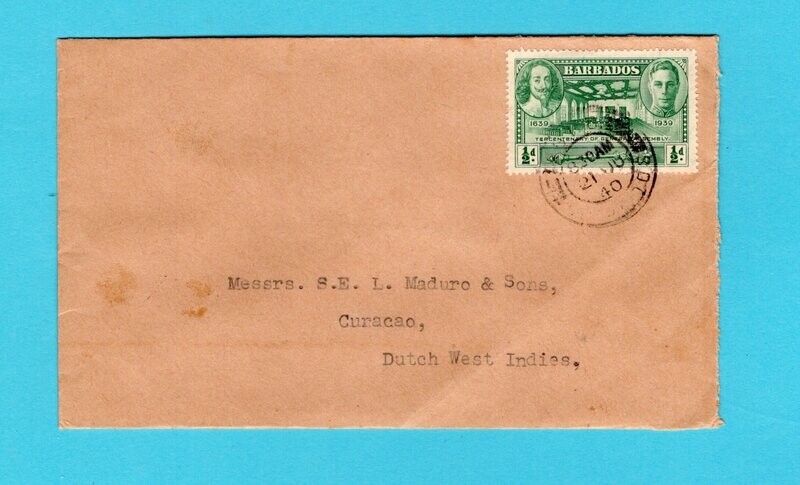 BARBADOS censored cover 1940 to Curaçao