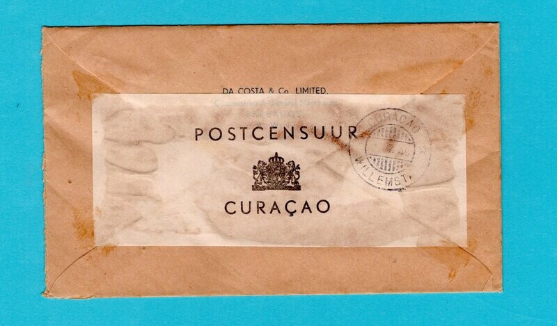 BARBADOS censored cover 1940 to Curaçao