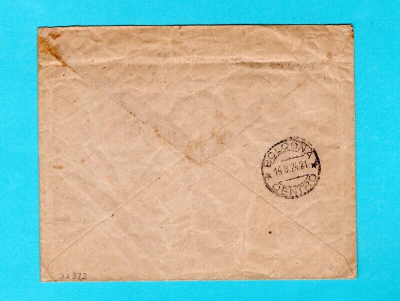 CURAÇAO cover 1924 from Colombia uprated to Italy