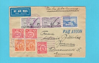 PANAMA air cover 1933 Colon to Germany