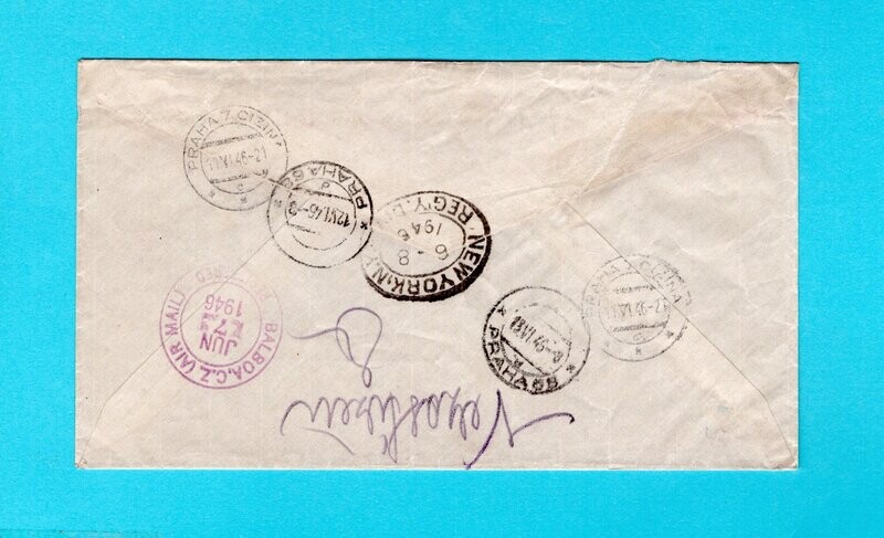 PANAMA R air cover 3-VI-1945 Colon to Czech returned 1946