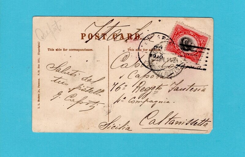 PANAMA PPC 1911 to Sicily, Italy